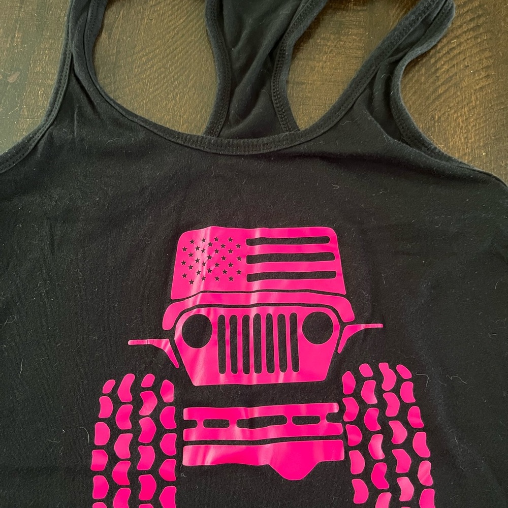 Next Level Apparel Black Tank Top with Pink Graphic